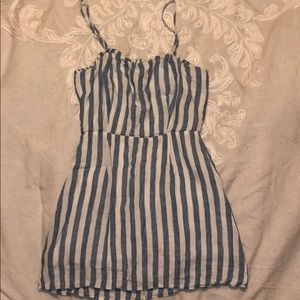 blue and white stripe dress